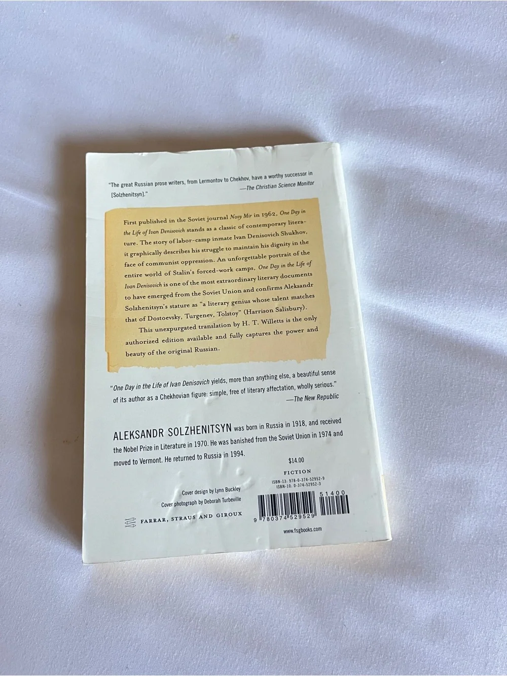 FSG Classics One Day in the Life of Ivan Denisovich Paperback Book Willetts